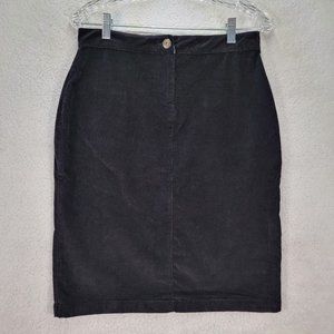 Rupert & Buckley Black Stretch Corduroy Patch Pocket Classic Pencil Skirt